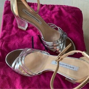 Diane Von Furstenberg Metallic Strappy Heels